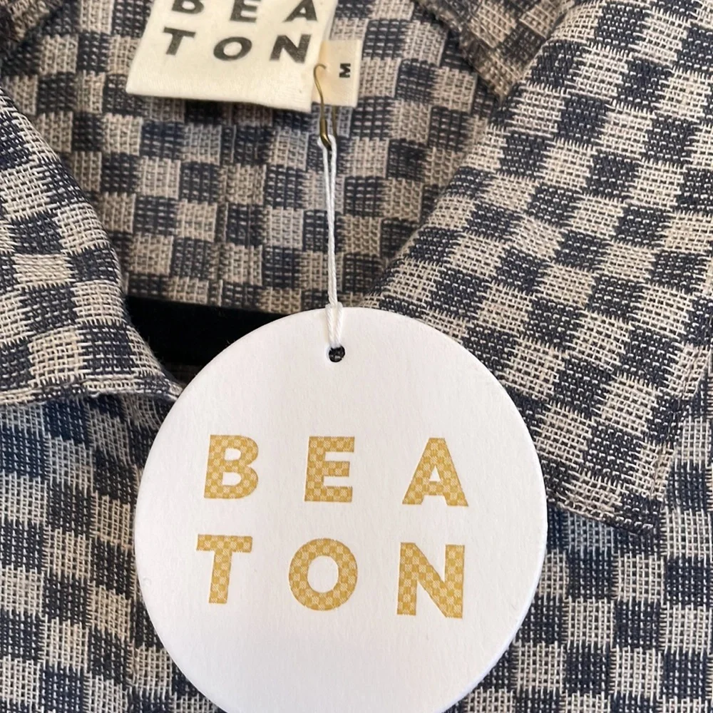 𝅺NWT Beaton Linen Short Jacket in Grey Check_4